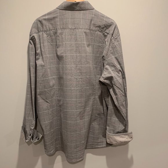 Mens XXL Gray Long Sleeve Patterned Button Down Shirt from By Definition - Picture 2 of 6